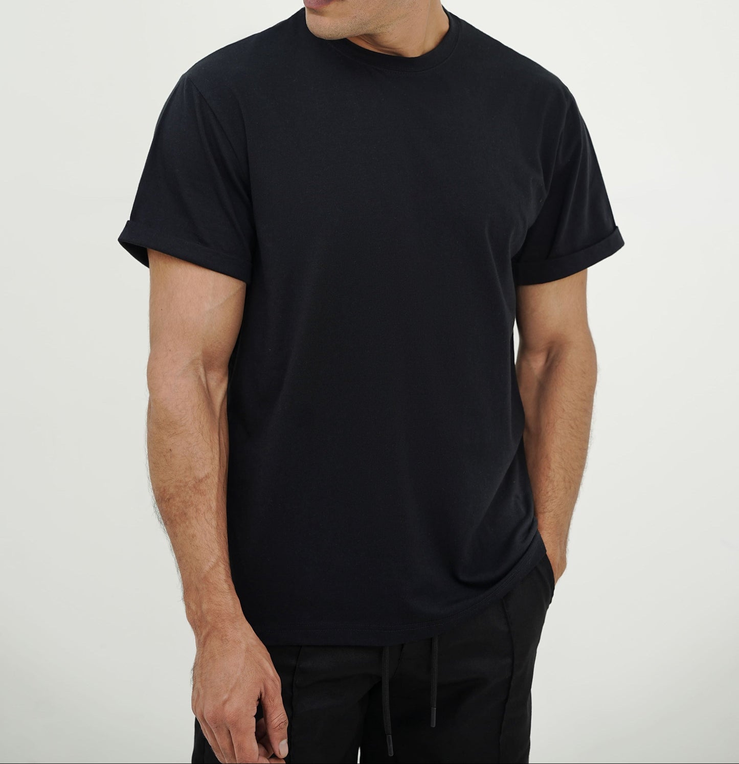 Black Crew Neck T-Shirt (Half-Sleeve)