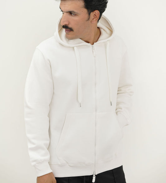 White Zip-Up Hoodie