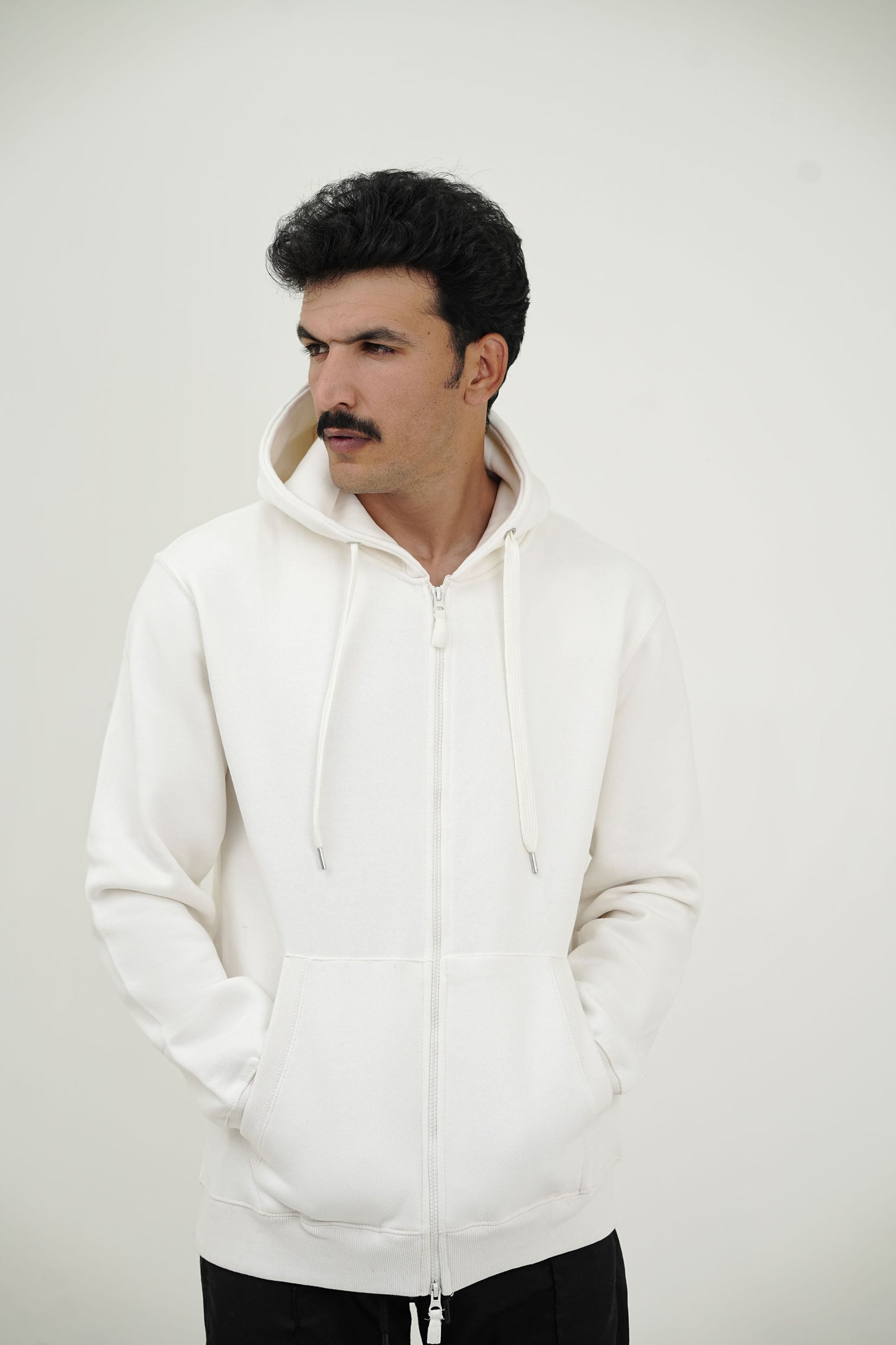 White Zip-Up Hoodie