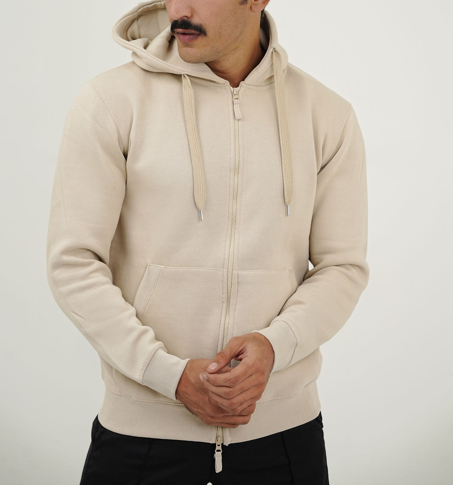 Cream Zip-Up Hoodie