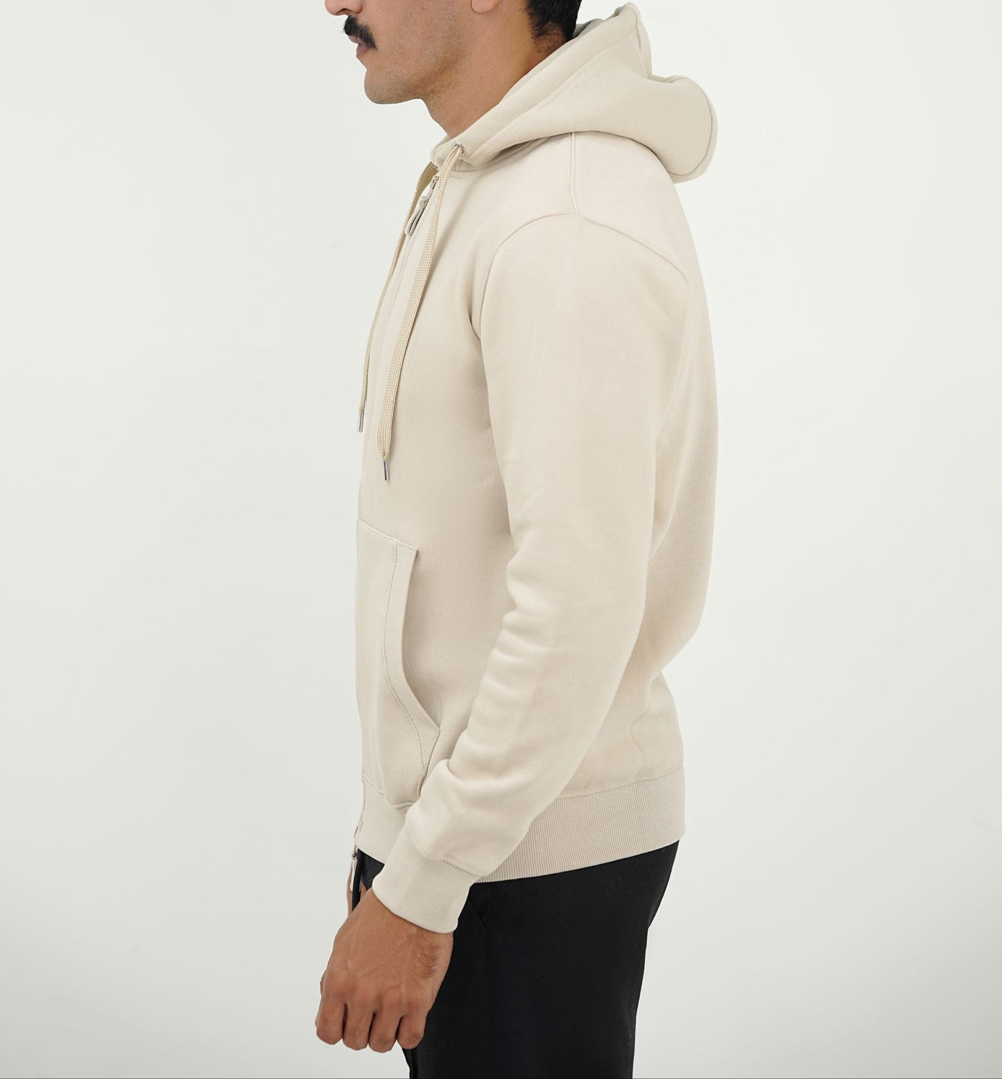 Cream Zip-Up Hoodie