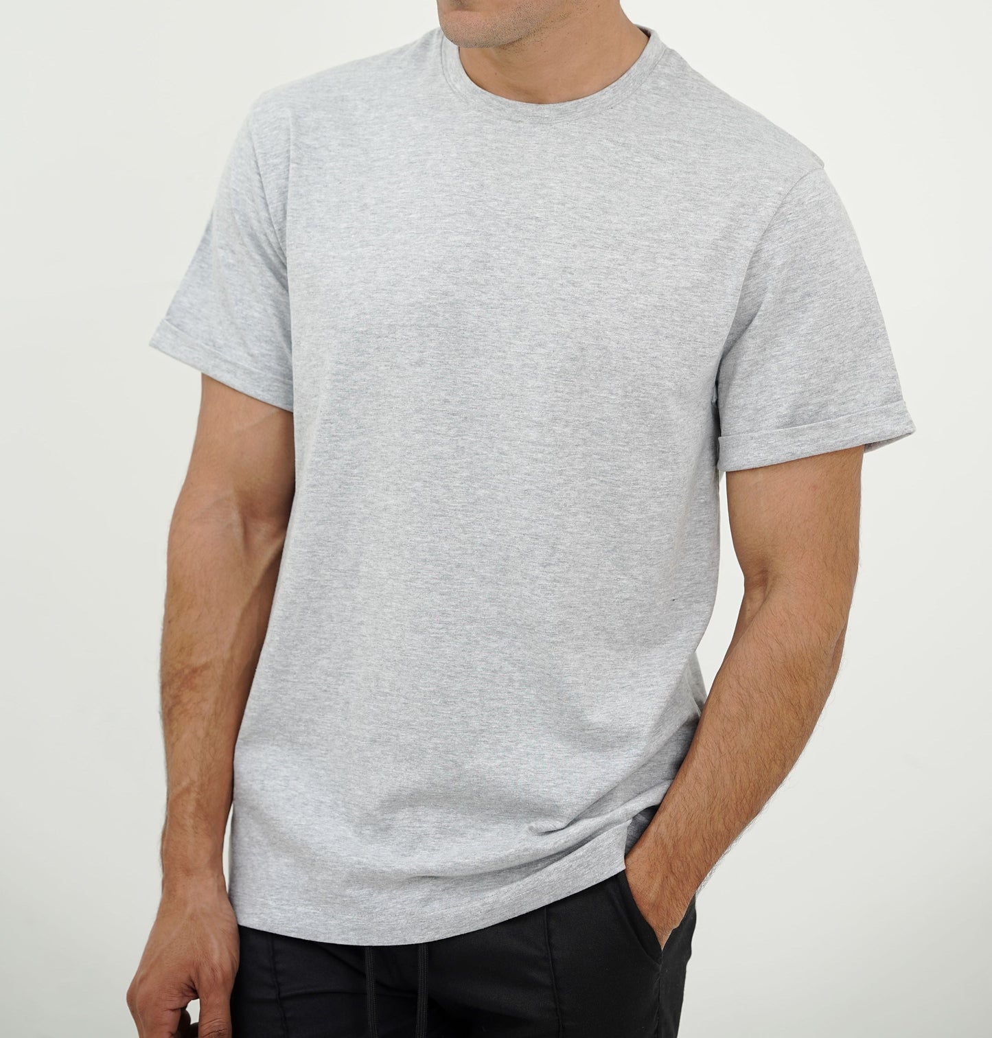 Grey Crew Neck T-Shirt (Half-Sleeve)