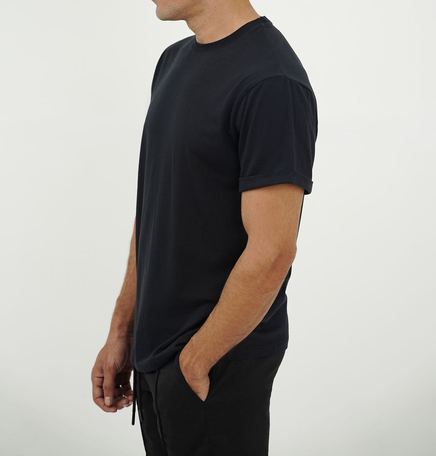 Black Crew Neck T-Shirt (Half-Sleeve)